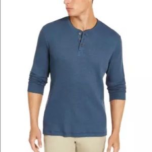 Club Room Men's Thermal Henley Long Sleeve Shirt (Blue wing 3XL)